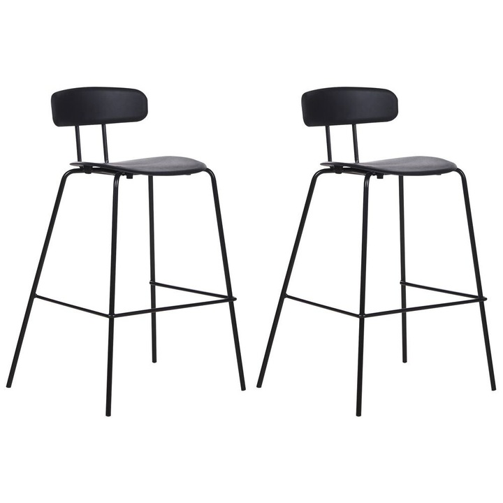 Set de 2 scaune de bar Sibley Negru
