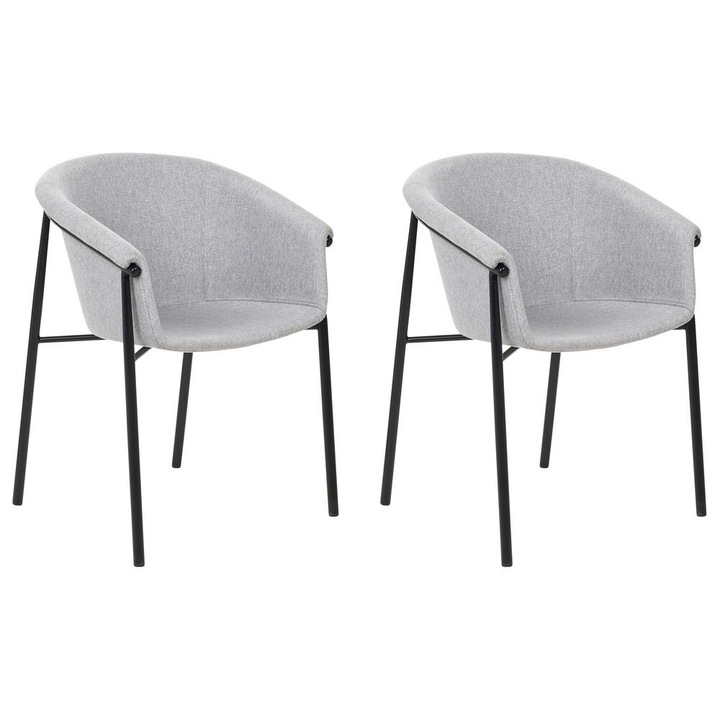Set de 2 scaune dining Ames Gri deschis