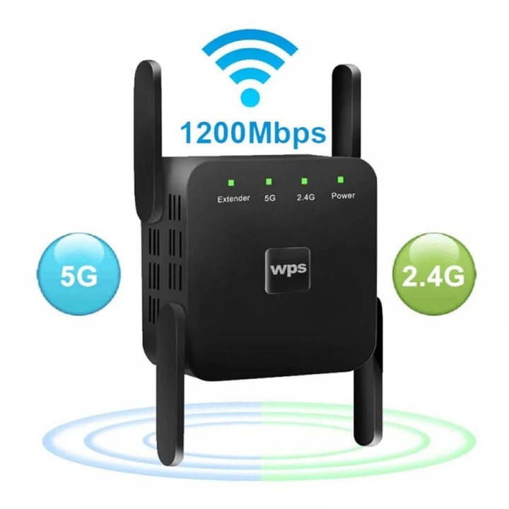 YANYXR AC1200 kétsávos WiFi jelerősítő 4 antennával, fehér
