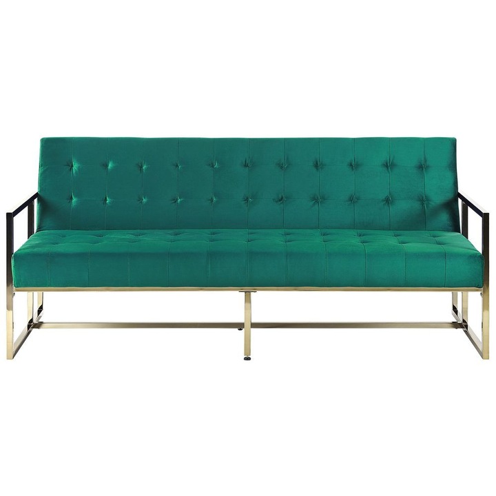 Canapea 3 locuri verde smarald si auriu Marstal