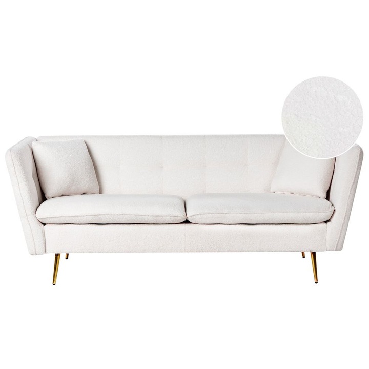 Canapea cu 3 locuri din boucle alb Frederica