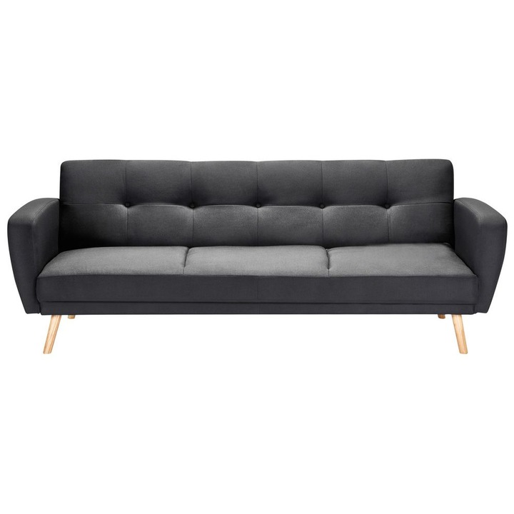 Canapea extensibila cu 3 locuri din tesatura neagra Florli