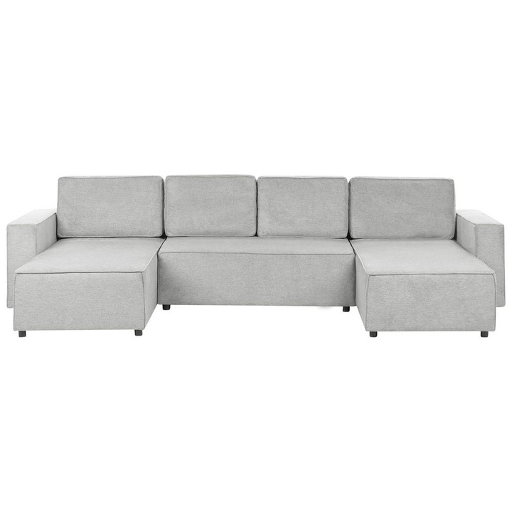 Canapea extensibila cu 4 locuri in forma de U din tesatura gri deschis Vatne