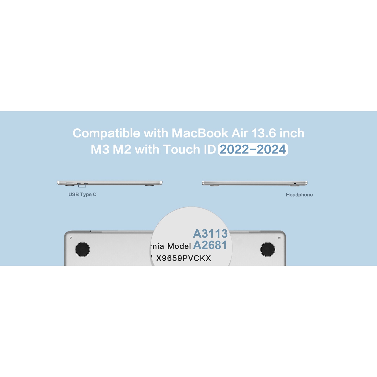 Husa pentru laptop, 13,6 inch, neagra, material PVC, rezistenta la socuri, design decupat, pentru modelele A2681/A3113
