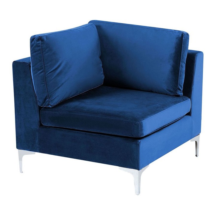 Coltar din catifea albastru marin Evja