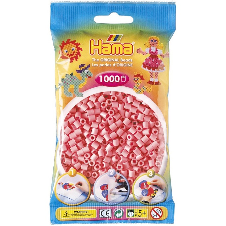 Margele de calcat HAMA MIDI ROZ, 1000 buc in pungulita