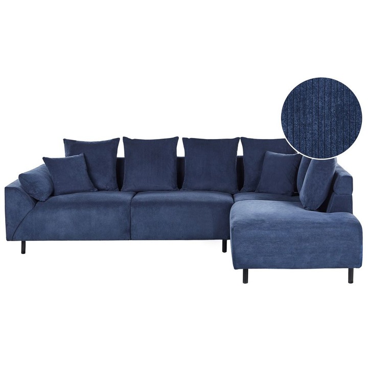 Coltar stanga din velur albastru Lunner