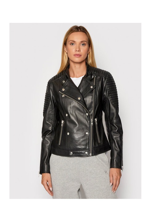 Női kabát, Gestuz, 209343649, Valódi bőr, Fekete, Fekete