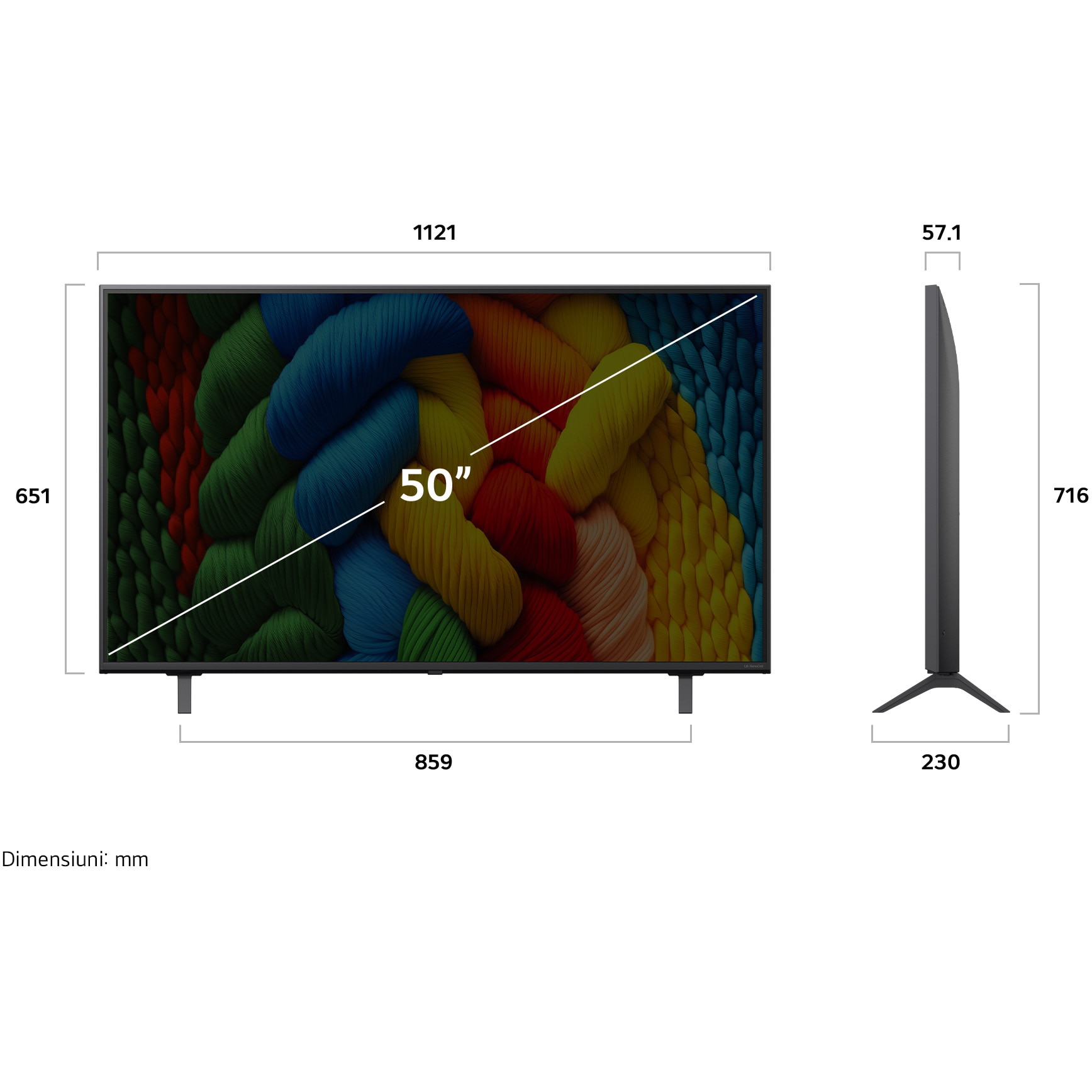 Televizor LG NanoCell 50NANO80A3B, 126 cm, Smart, 4K Ultra HD, Clasa F (Model 2025)