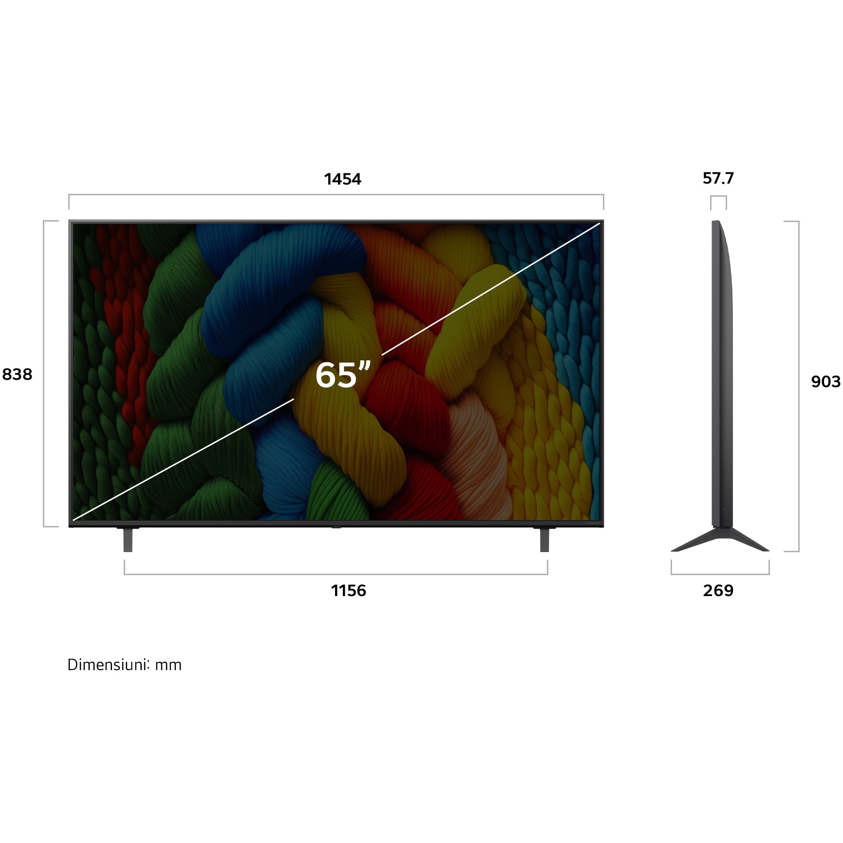 Televizor LG NanoCell 65NANO80A3B, 164 cm, Smart, 4K Ultra HD, Clasa F (Model 2025)