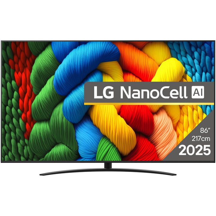 Телевизор LG NanoCell 86NANO81A3A, 86" (218 см), Smart, 4K Ultra HD, Клас F (Модел 2025)