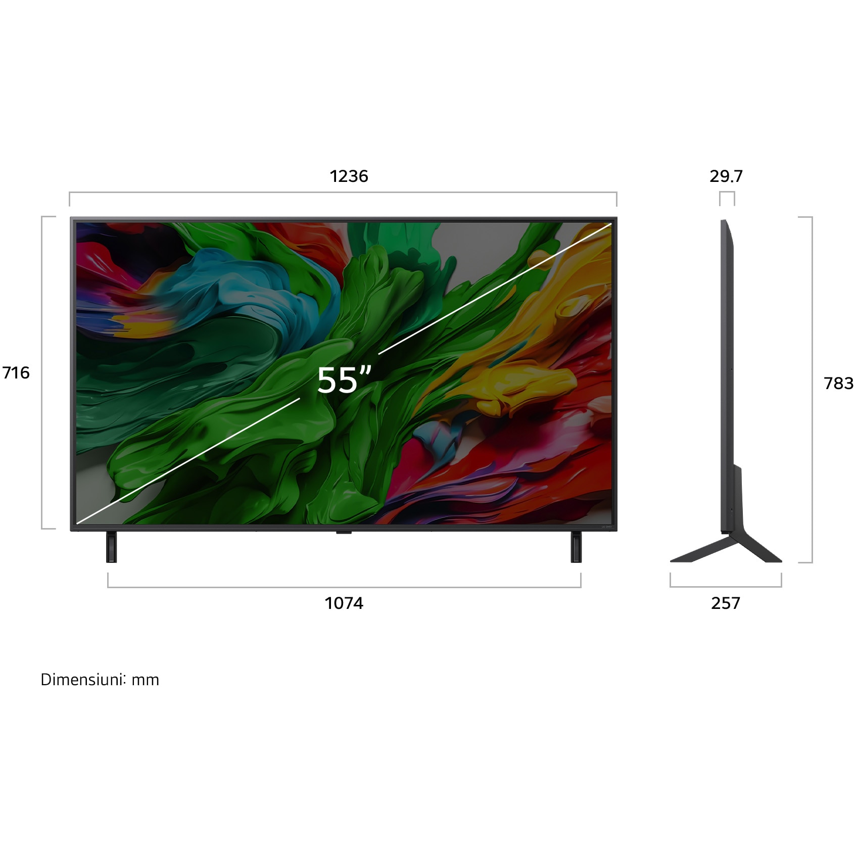 Televizor LG QNED evo 55QNED85A3C, 139 cm, Smart, 4K Ultra HD, 100 Hz, Clasa E (Model 2025)