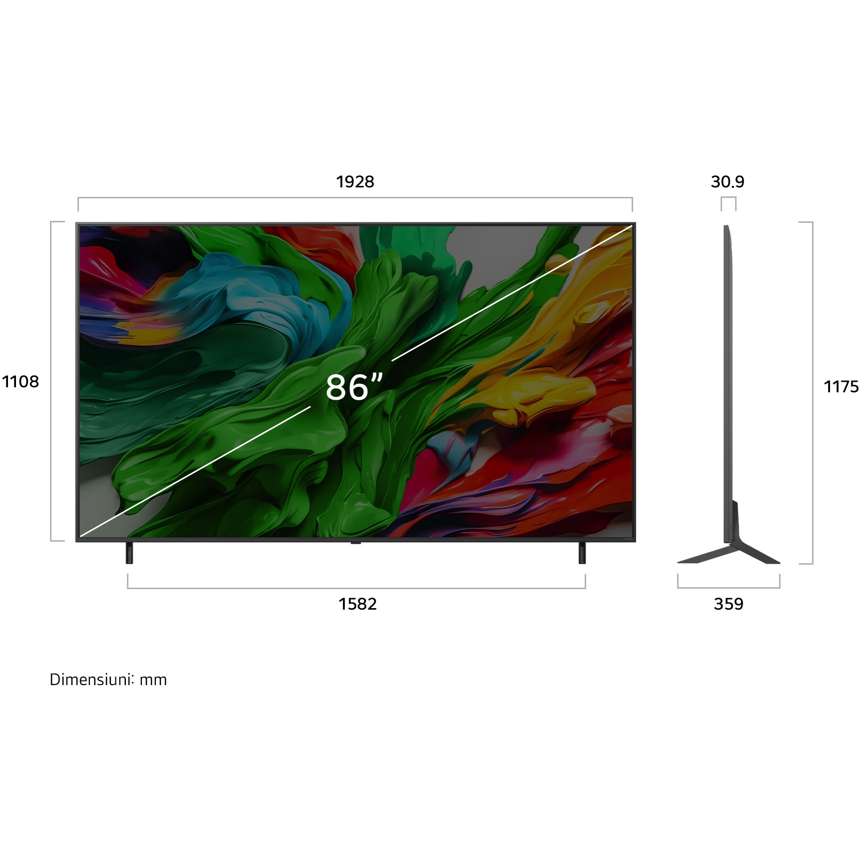 Televizor LG QNED evo 86QNED85A3C, 218 cm, Smart, 4K Ultra HD, 100 Hz, Clasa D (Model 2025)