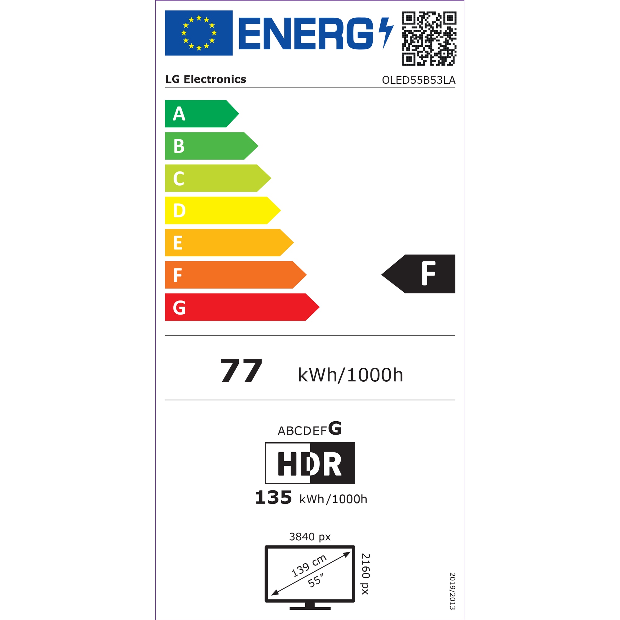 Televizor LG OLED 55B53LA, 139 cm, Smart, 4K Ultra HD, 100 Hz, Clasa F (Model 2025)