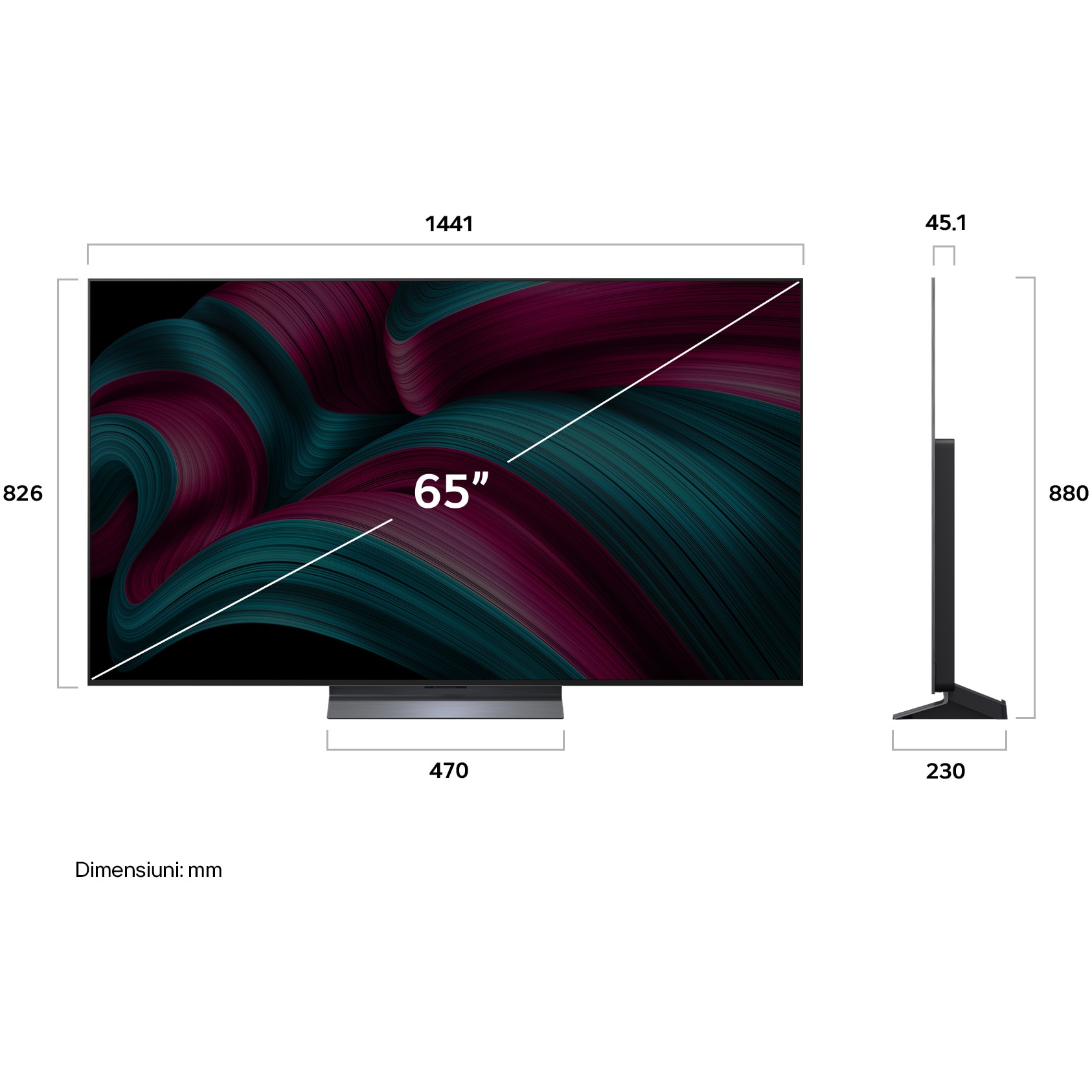 Televizor LG OLED evo 65C51LA, 164 cm, Smart, 4K Ultra HD, 100 Hz, Clasa F (Model 2025)