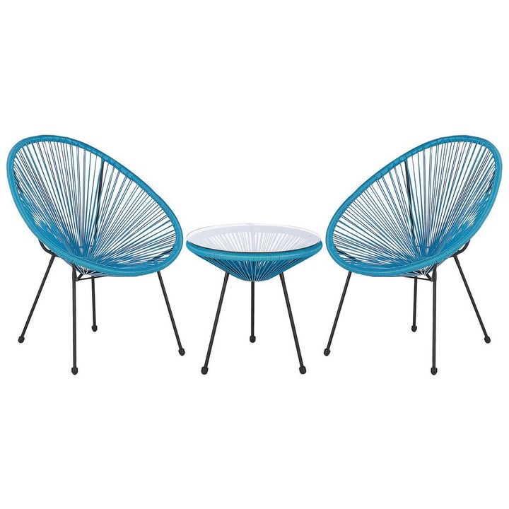 Set mobilier de gradina Acapulco ii Ratan sintetic Albastru