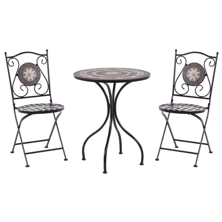 Set mobilier de gradina Cariati Metal Negru