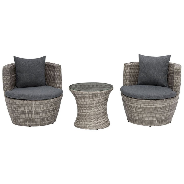 Set mobilier de gradina cu perne Capri Ratan sintetic Gri