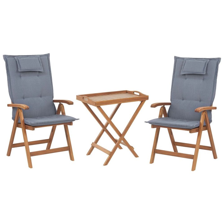 Set mobilier de gradina cu perne Java Lemn Albastru