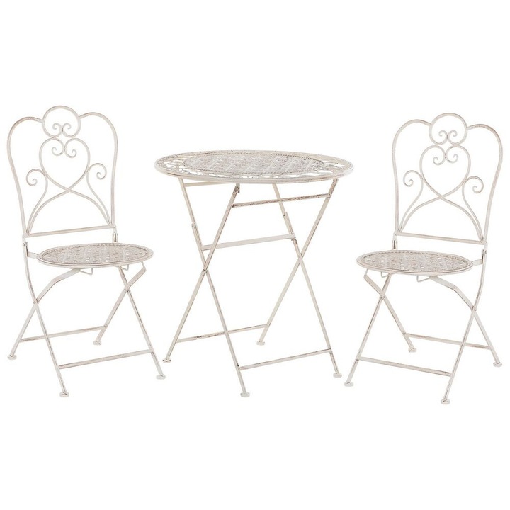 Set mobilier de gradina Pliabil Trieste Metal Bej deschis