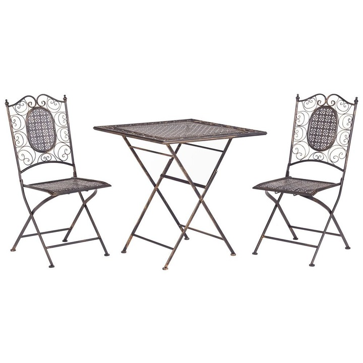 Set mobilier de gradina Pliabil Bormio Metal Negru
