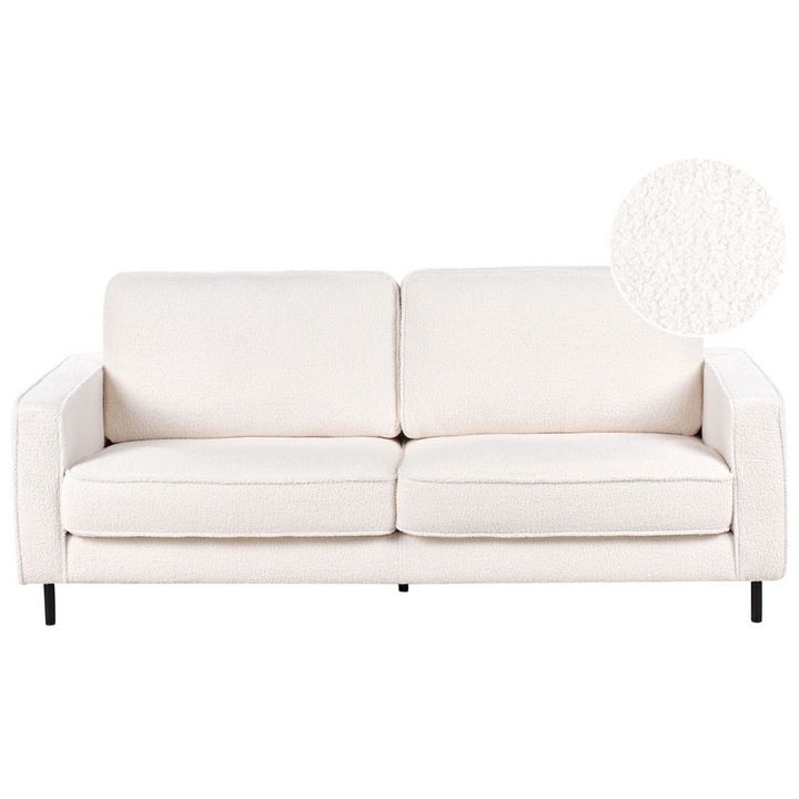 Canapea cu 3 locuri din tesatura boucle alba Savalen