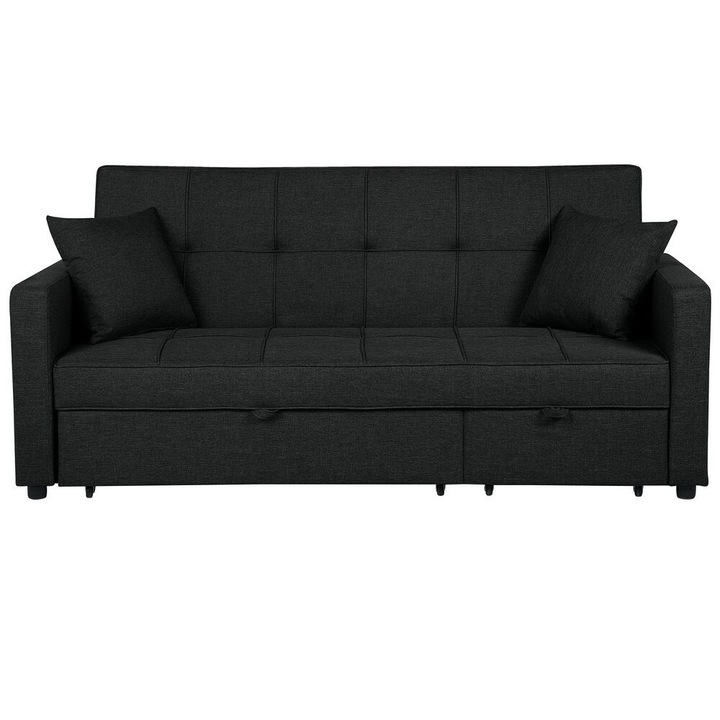 Canapea extensibila din tesatura neagra Glomma