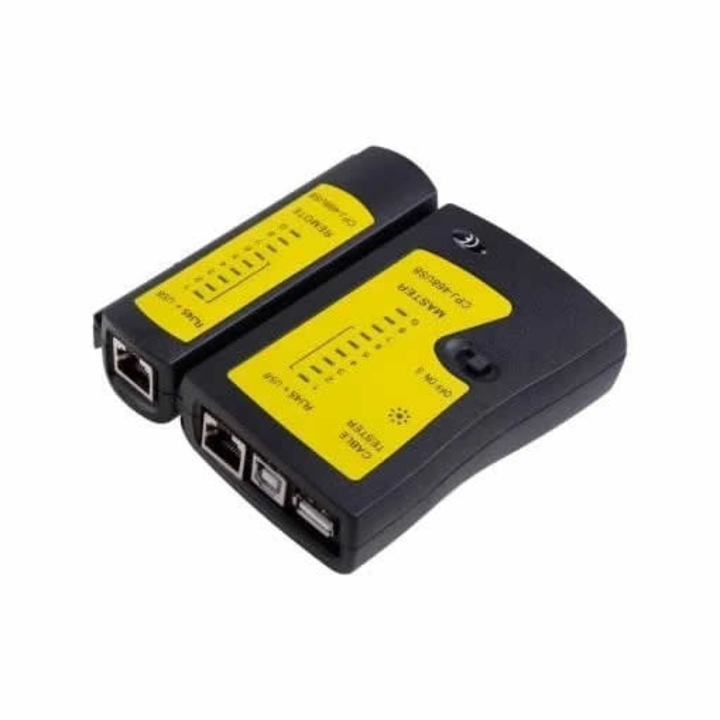 Тестер за мрежов кабел RJ45 интернет + USB, UTP, FTP, включена батерия