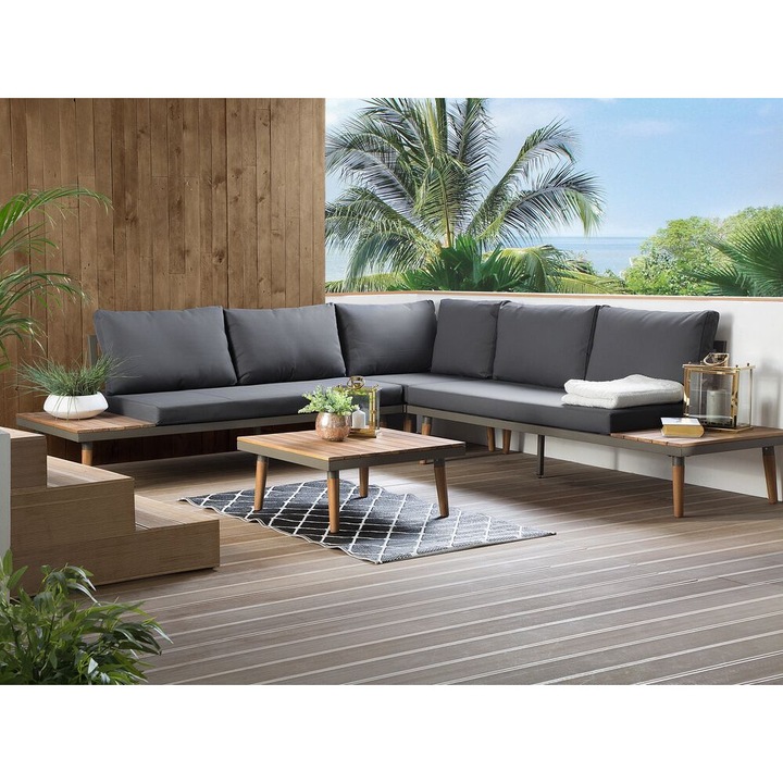 Set coltar pentru gradina cu 5 locuri Corato Lemn de acacia Gri