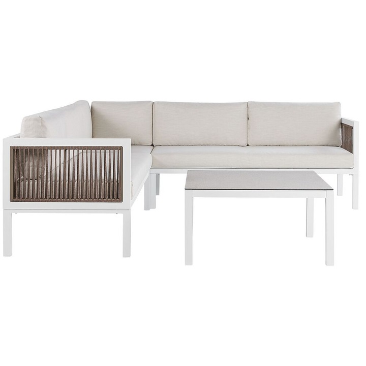 Set coltar pentru gradina cu 4 locuri Borello Stanga Metal Bej