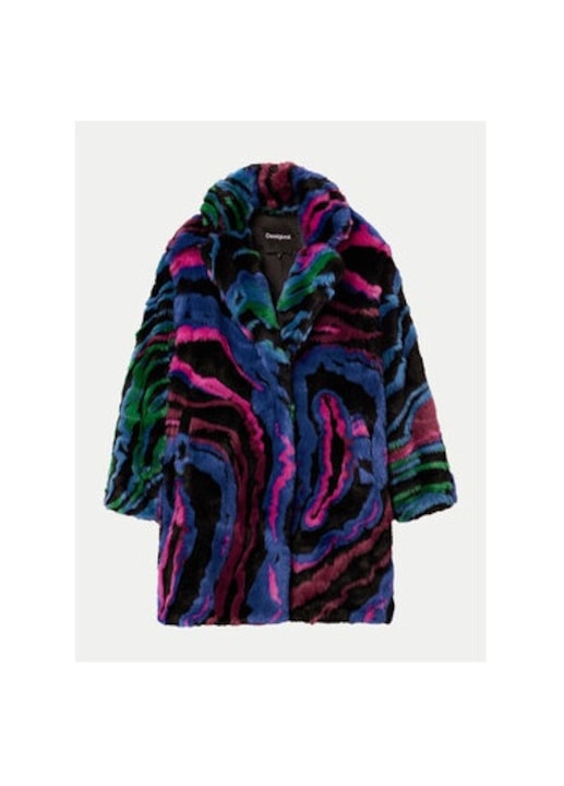 Дамско палто, Desigual, 304477393, Акрил/Полиестер/Акрил, Многоцветно, Многоцветен, M