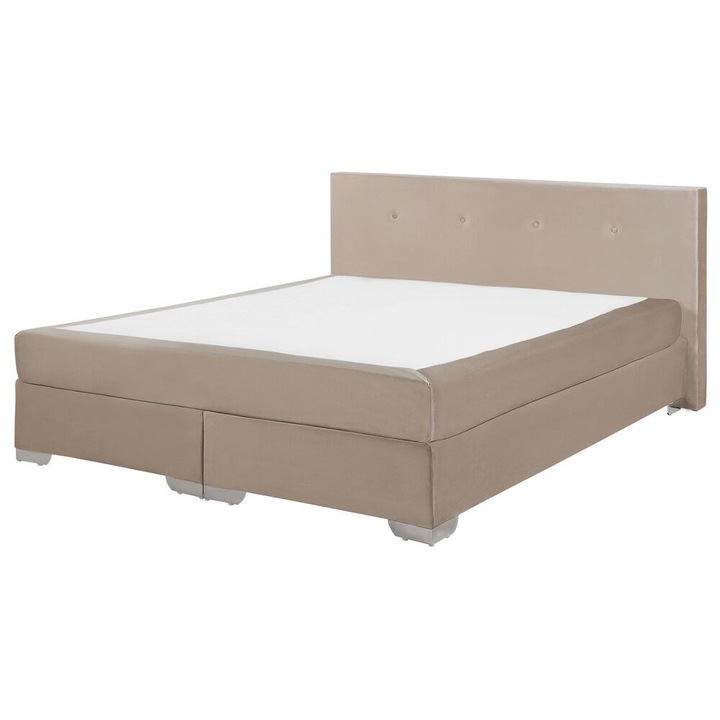 Pat boxspring Catifea Consul 160 x 200 cm Bej deschis