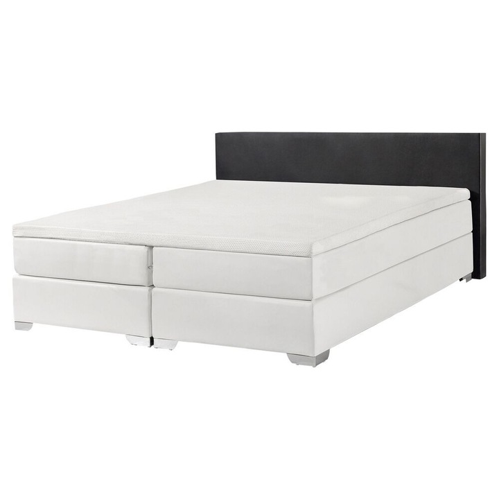 Pat boxspring Piele ecologica President 160 x 200 cm Negru/Alb