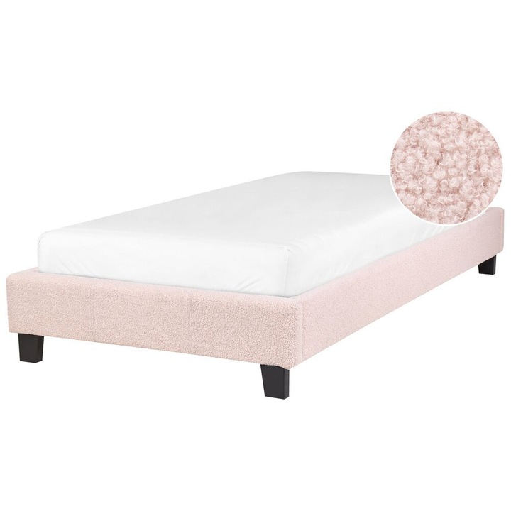 Roz deschis bouclé pat single 90 x 200 cm Roanne