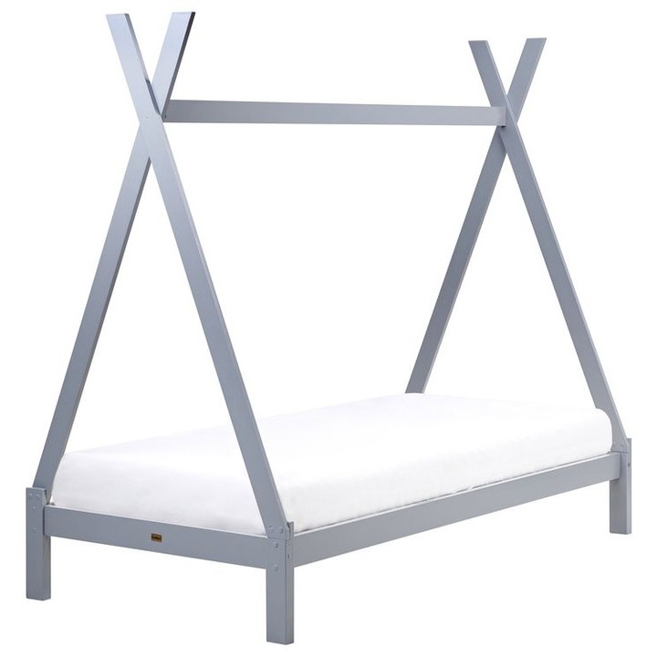 Pat din lemn pentru copii 90 x 200 cm gri Devay