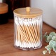 Set De Recipiente Pentru Betisoare Si Dischete Cosmetice, Vilde, Acril Transparent, 2 Bucati, Dimensiuni 7x10 cm Si 7x18 cm, Cu Capace Din Bambus, Depozitare Igienica, Functie De Dozare