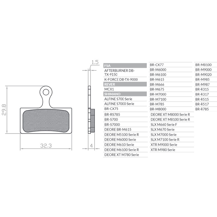 Накладки за спирачки Brenta, органични, полиметални, многоцветни, за велосипед