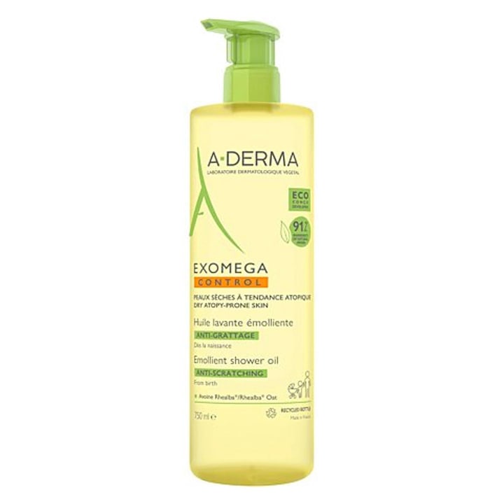 Хидратиращо и деликатно душ масло с успокояващ ефект, A-Derma Exomega Control, 750 ml