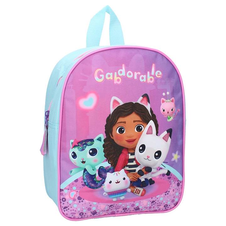 Ghiozdan copii Unlimited Adventure Gabby's Dollhouse, 29x22x9 cm, cu un compartiment, multicolor, bretele ergonomice, intarite si ajustabile