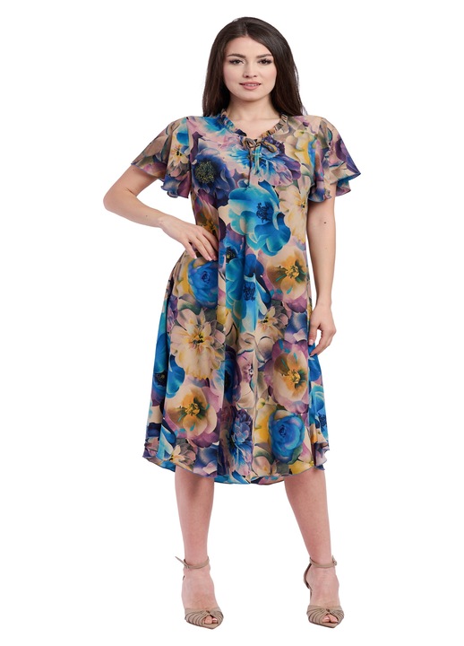 Rochie 914, Galben/Mov/Albastru