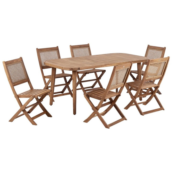 Set de gradina 6 locuri din lemn de salcam deschis Paraggi
