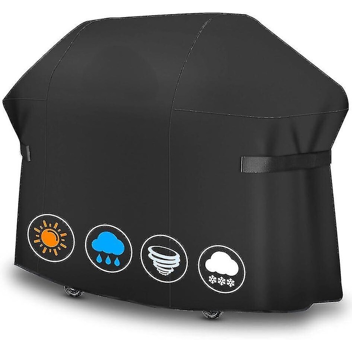 Husa pentru gratar, impermeabila, prindere cu curele Velcro ajustabile, set cu sac de depozitare, 600D, neagra