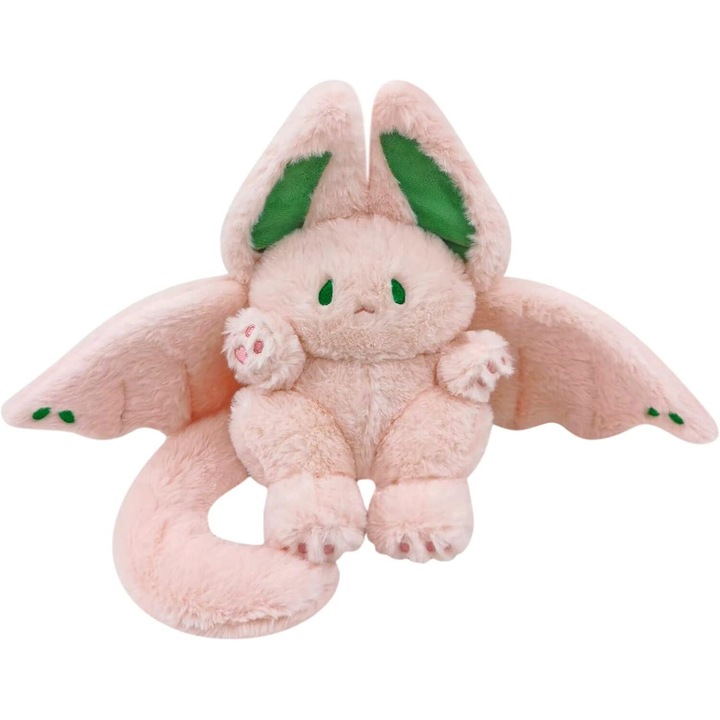 Perna pufoasa in forma de iepure/vampir, roz, 30x30cm, set de jucarii de plus