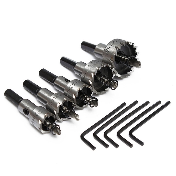 Set 5 burghie diamantate pentru sticla, 16-30mm, rezistente la caldura, pentru materiale subtiri