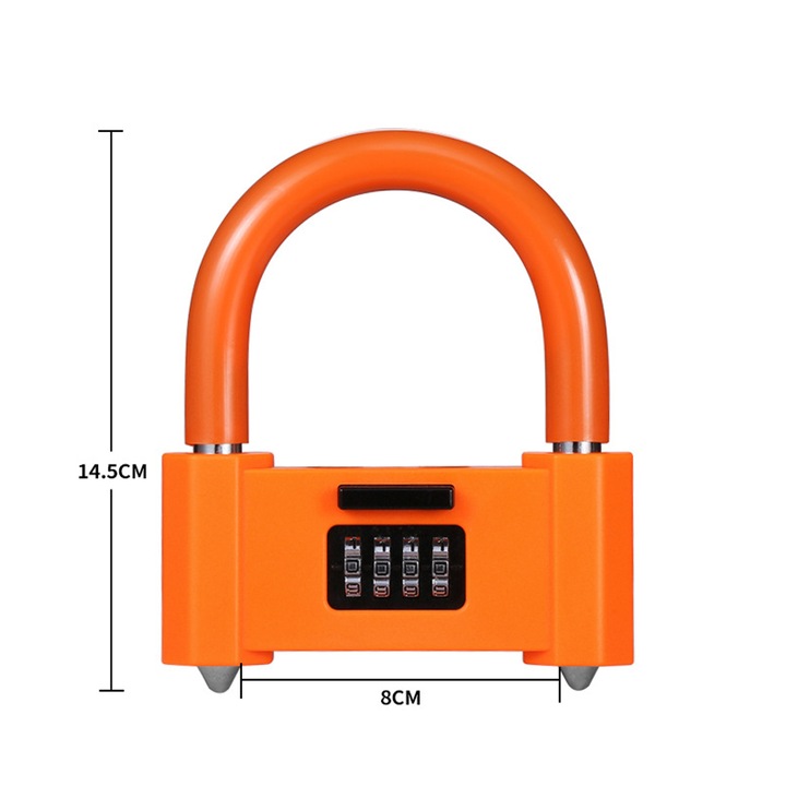 Broasca tip U pentru usa din sticla, anti-furt, portocalie, 8x14.5cm, set