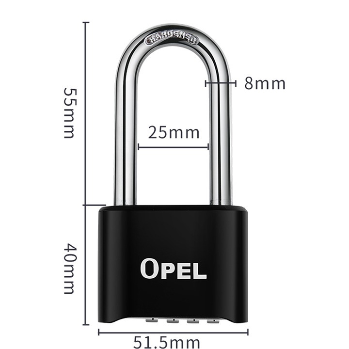 Катинар с 4-цифрен код, Опел, водоустойчив, здрав, черен, дължина 51.5мм
