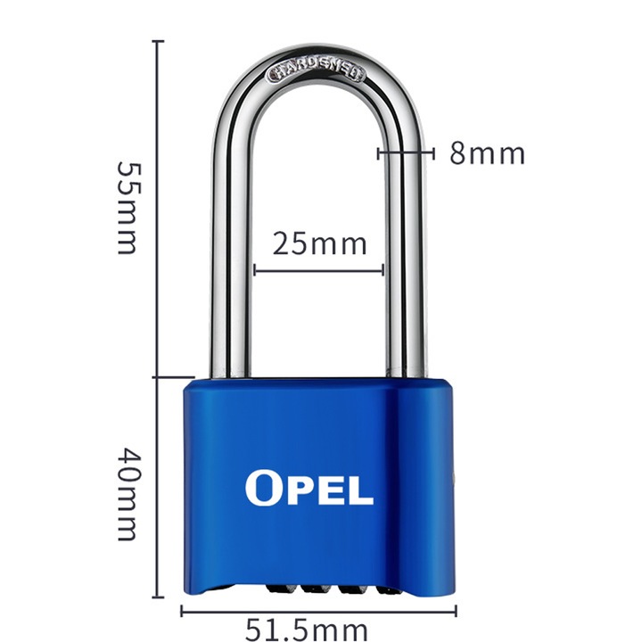 Lacat padlock 4 cifre, 52mm, impermeabil, albastru, lungime 50mm
