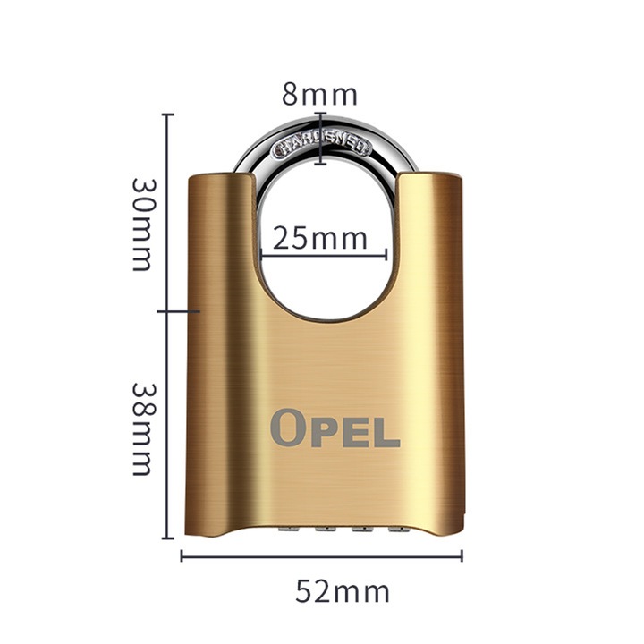 Катинар с 4-цифрен код, Опел, 52мм, водоустойчив, бронзов цвят, 50мм