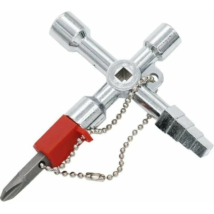 Cheie universala pentru tablouri electrice, multifunctionala, 87mm, zinc