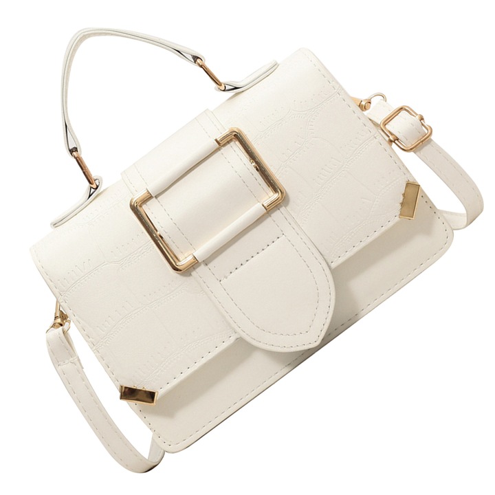 Női válltáska, kő textúrájú modell, PU bőrből, bézs